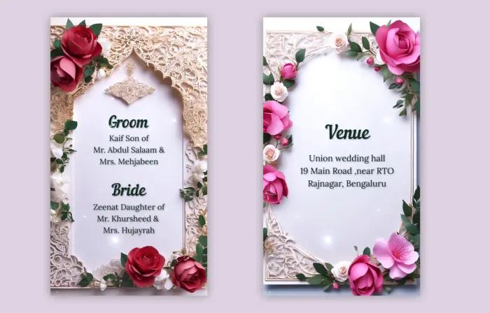 Floral 3D Muslim Marriage Invitation Instagram Story